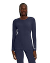 Navy - White Cross Core Women's Long Sleeve Crew Neck Underscrub Scrub Tee for Nursing