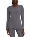 Pewter - White Cross Core Women's Long Sleeve Crew Neck Underscrub Scrub Tee for Nursing