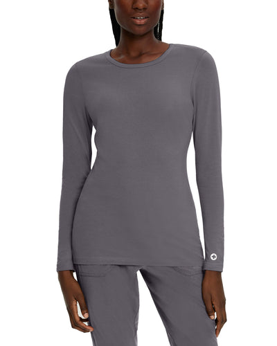 White Cross Core Women's Long Sleeve Crew Neck Underscrub Scrub Tee for Nursing