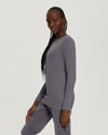 Pewter - White Cross Core Women's Long Sleeve Crew Neck Underscrub Scrub Tee for Nursing
