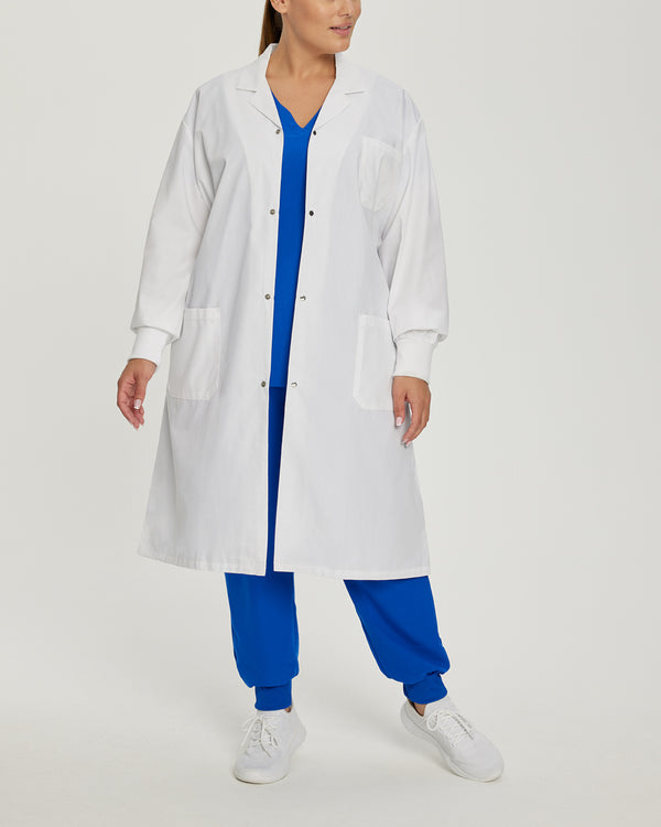 White Cross Core Unisex 3 Pocket Full Length Snap Front Knit Cuff Medical Lab Coat for Healthcare Professionals (Copy)