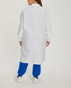 White - White Cross Core Unisex 3 Pocket Full Length Snap Front Knit Cuff Medical Lab Coat for Healthcare Professionals