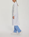 White - White Cross Core Unisex 3 Pocket Full Length Snap Front Knit Cuff Medical Lab Coat for Healthcare Professionals