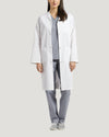 3-Pocket Full-Length Unisex White Coat with Snap Front Closure