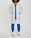 3-Pocket Full-Length Unisex White Coat with Snap Front Closure