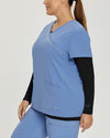 Black - White Cross Fit Women's Long Sleeve Crew Neck Antimicrobial Underscrub Scrub Tee for Nursing