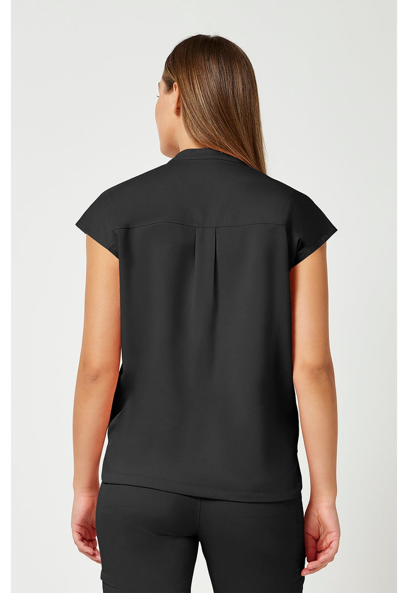 BLACK - Healing Hands Purple Label Women Scrub Top - Back View