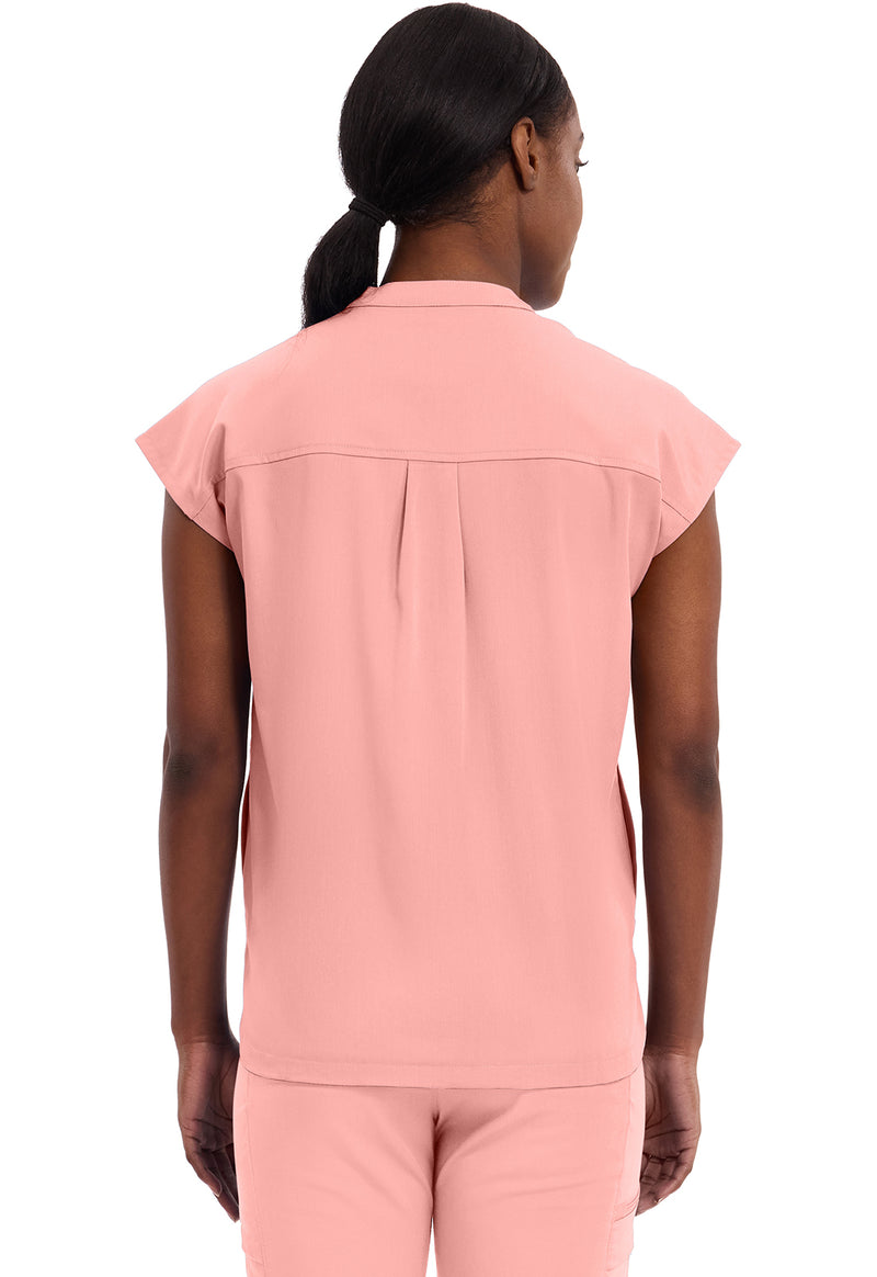 BLUSHING PEACH - Healing Hands Purple Label Women Scrub Top - Back View