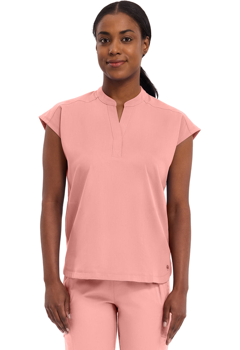 BLUSHING PEACH - Healing Hands Purple Label Women Scrub Top - Front View