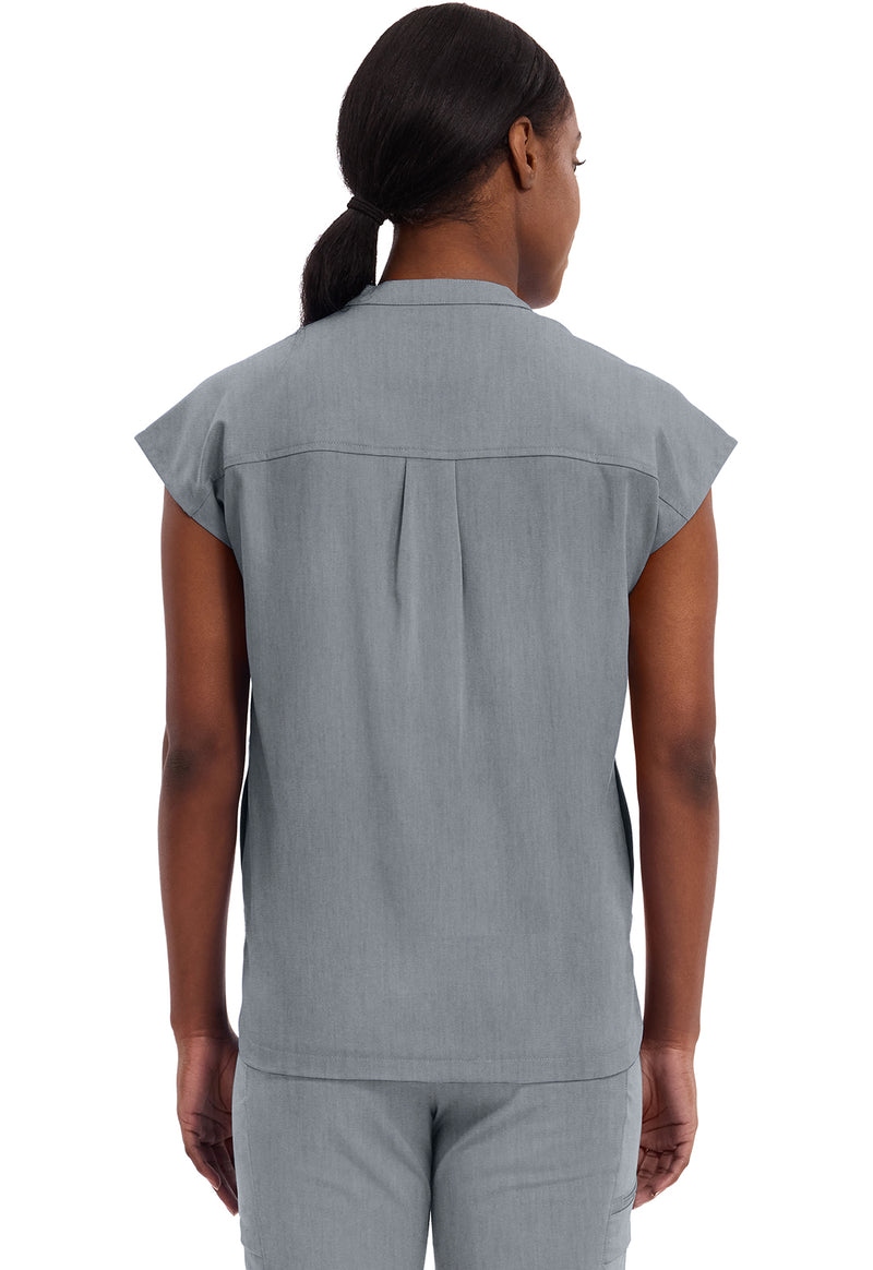 Heather Gray - Healing Hands Purple Label Women Scrub Top - Back View