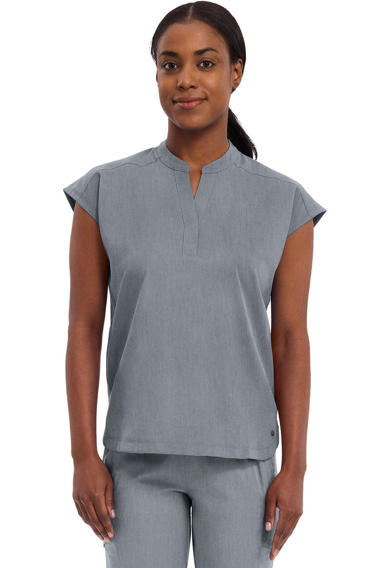 Heather Gray - Healing Hands Purple Label Women Scrub Top - Front View
