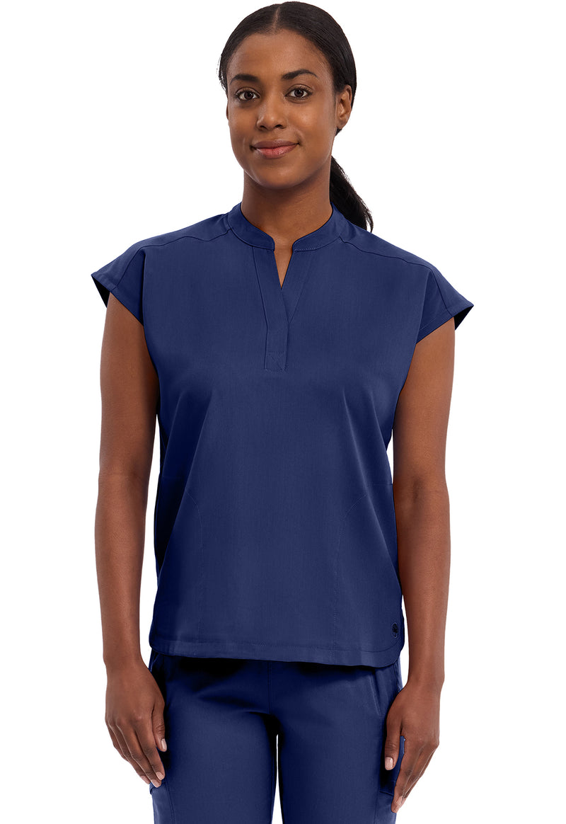 Navy - Healing Hands Purple Label Women Scrub Top - Front View