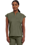 Olive - Healing Hands Purple Label Women Scrub Top - Front View