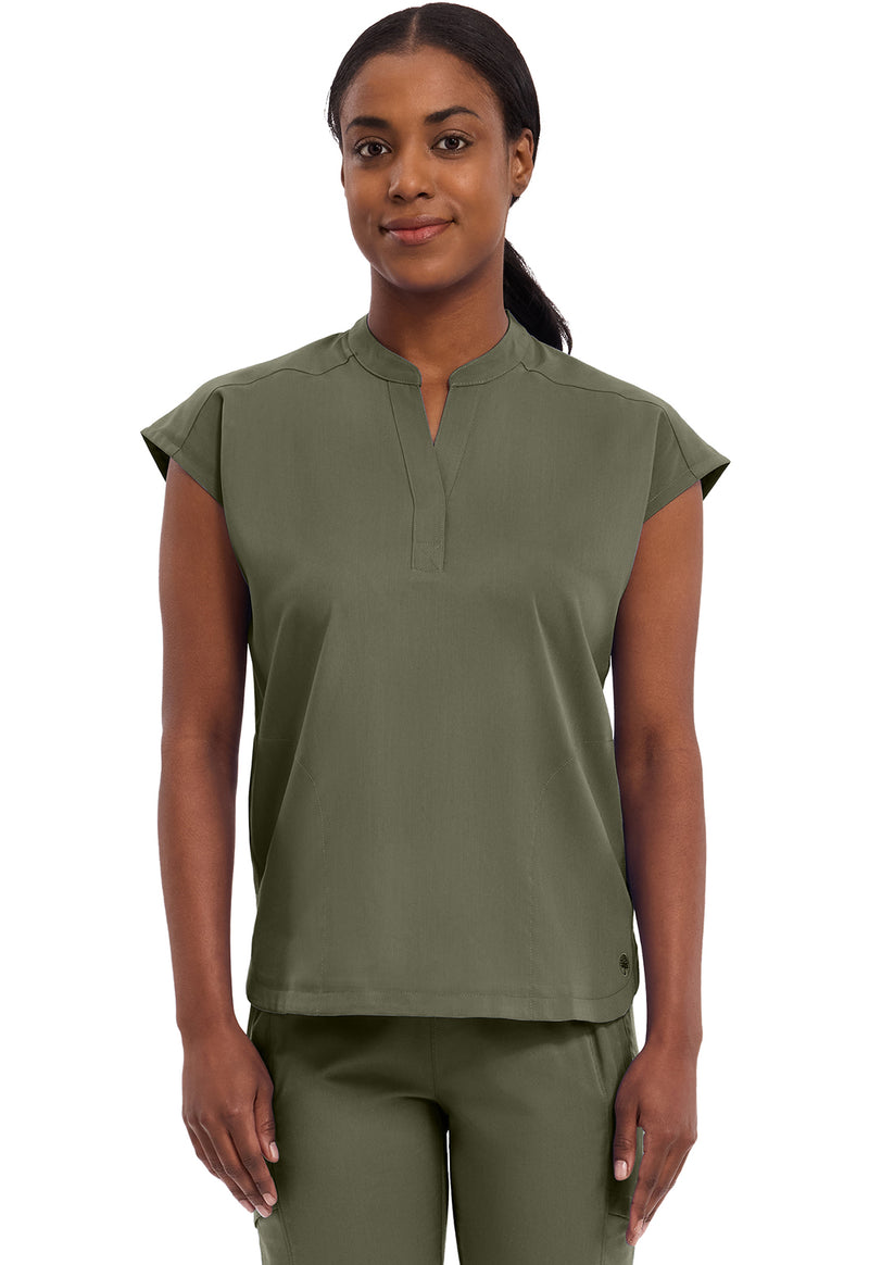 Olive - Healing Hands Purple Label Women Scrub Top - Front View