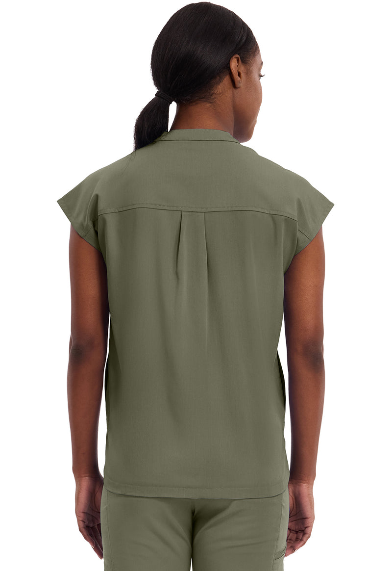 Olive - Healing Hands Purple Label Women Scrub Top - Back View