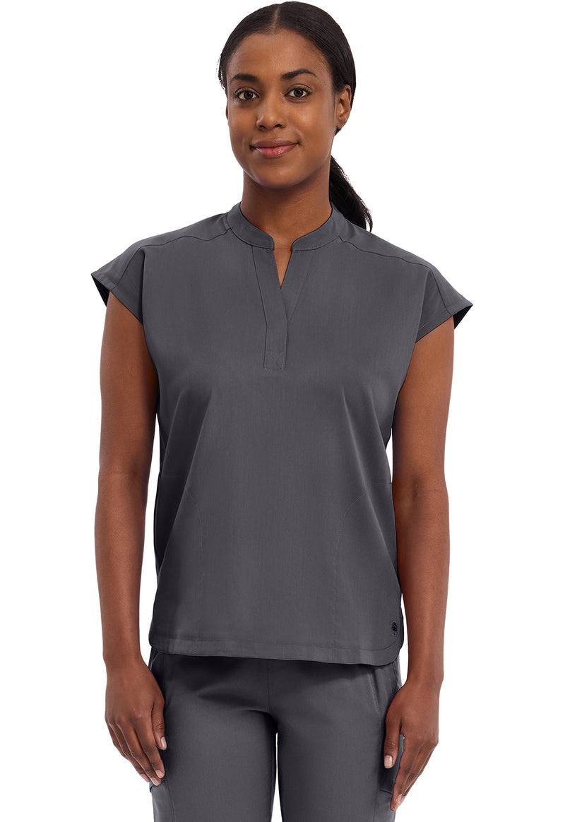 Pewter - Healing Hands Purple Label Women Scrub Top - Front View