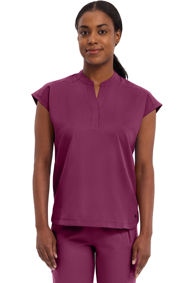Wine - Healing Hands Purple Label Women Scrub Top - Front View
