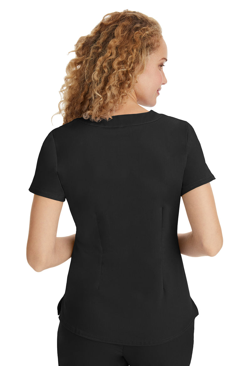 BLACK - Healing Hands Purple Label Women Scrub Top - Back View