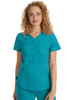 TEAL - Healing Hands Purple Label Women Scrub Top - Front View