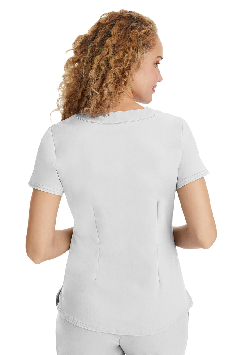 WHITE - Healing Hands Purple Label Women Scrub Top - Back View