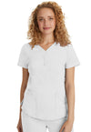 WHITE - Healing Hands Purple Label Women Scrub Top - Front View
