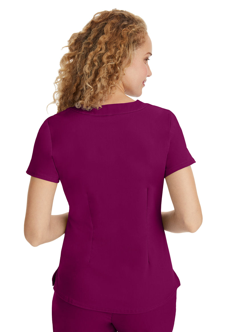 Wine - Healing Hands Purple Label Women Scrub Top - Back View