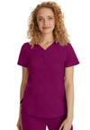 Wine - Healing Hands Purple Label Women Scrub Top - Front View