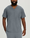 Taylor Grey - White Cross V-Tess Men's 2 Pocket V-Neck Scrub Top for Nursing
