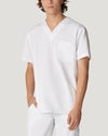 White - White Cross V-Tess Men's 2 Pocket V-Neck Scrub Top for Nursing