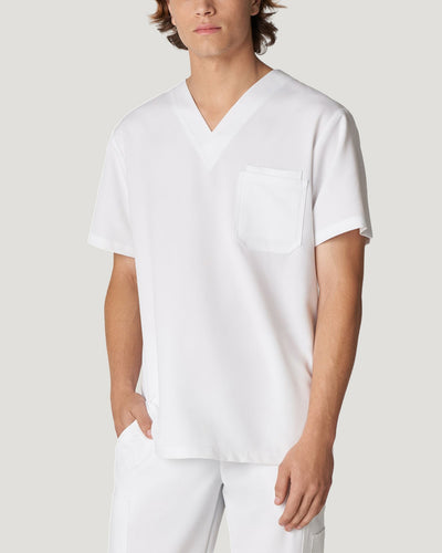 White Cross V-Tess Men's 2 Pocket V-Neck Scrub Top for Nursing