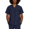 Navy - White Cross V-Tess Men's 3 Pocket V-Neck Scrub Top for Nursing