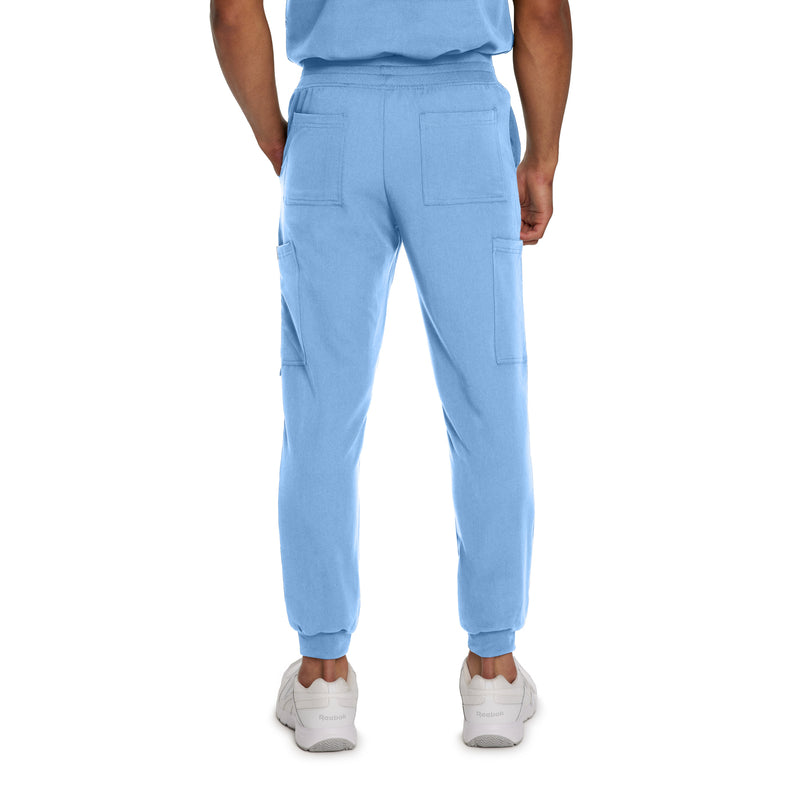 Ceil Blue - White Cross V-Tess Men's 6 Pocket Jogger Scrub Pant for Nursing