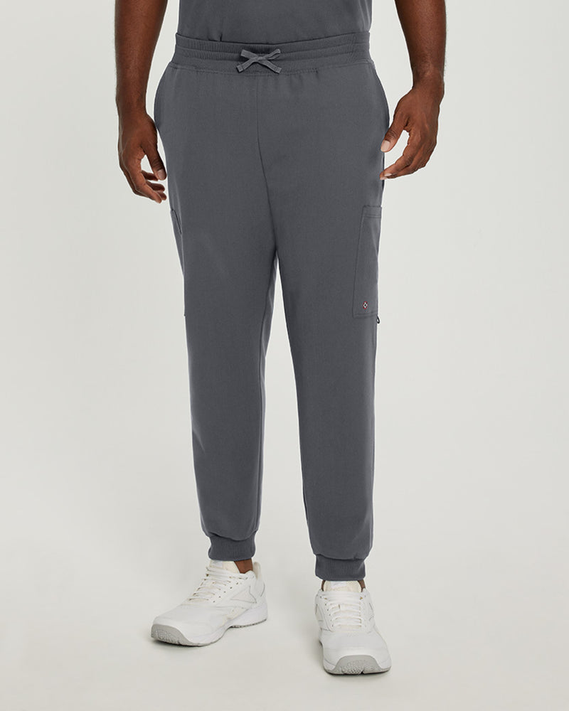 Dark Pewter - White Cross V-Tess Men's 6 Pocket Jogger Scrub Pant for Nursing