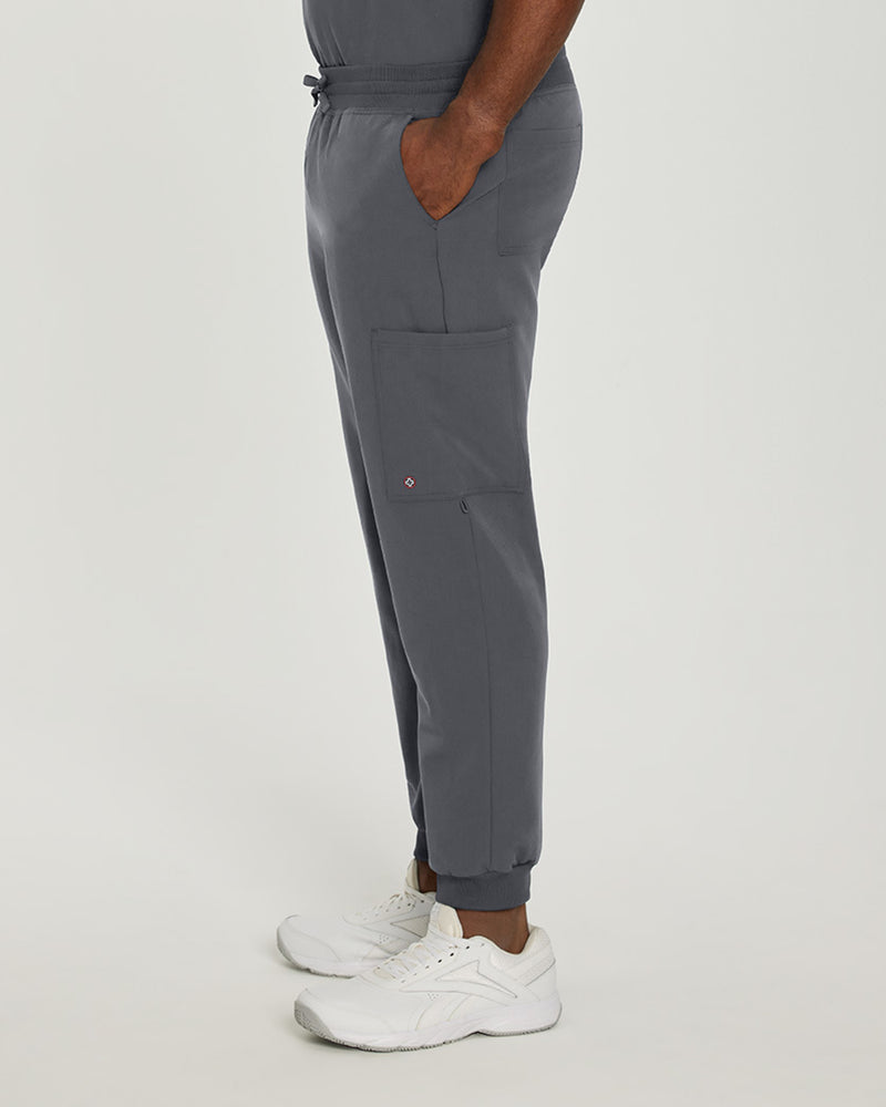 Dark Pewter - White Cross V-Tess Men's 6 Pocket Jogger Scrub Pant for Nursing