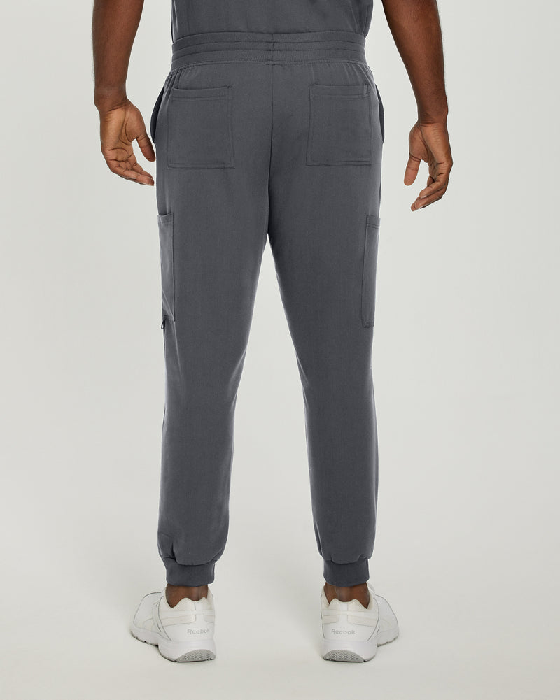 Dark Pewter - White Cross V-Tess Men's 6 Pocket Jogger Scrub Pant for Nursing