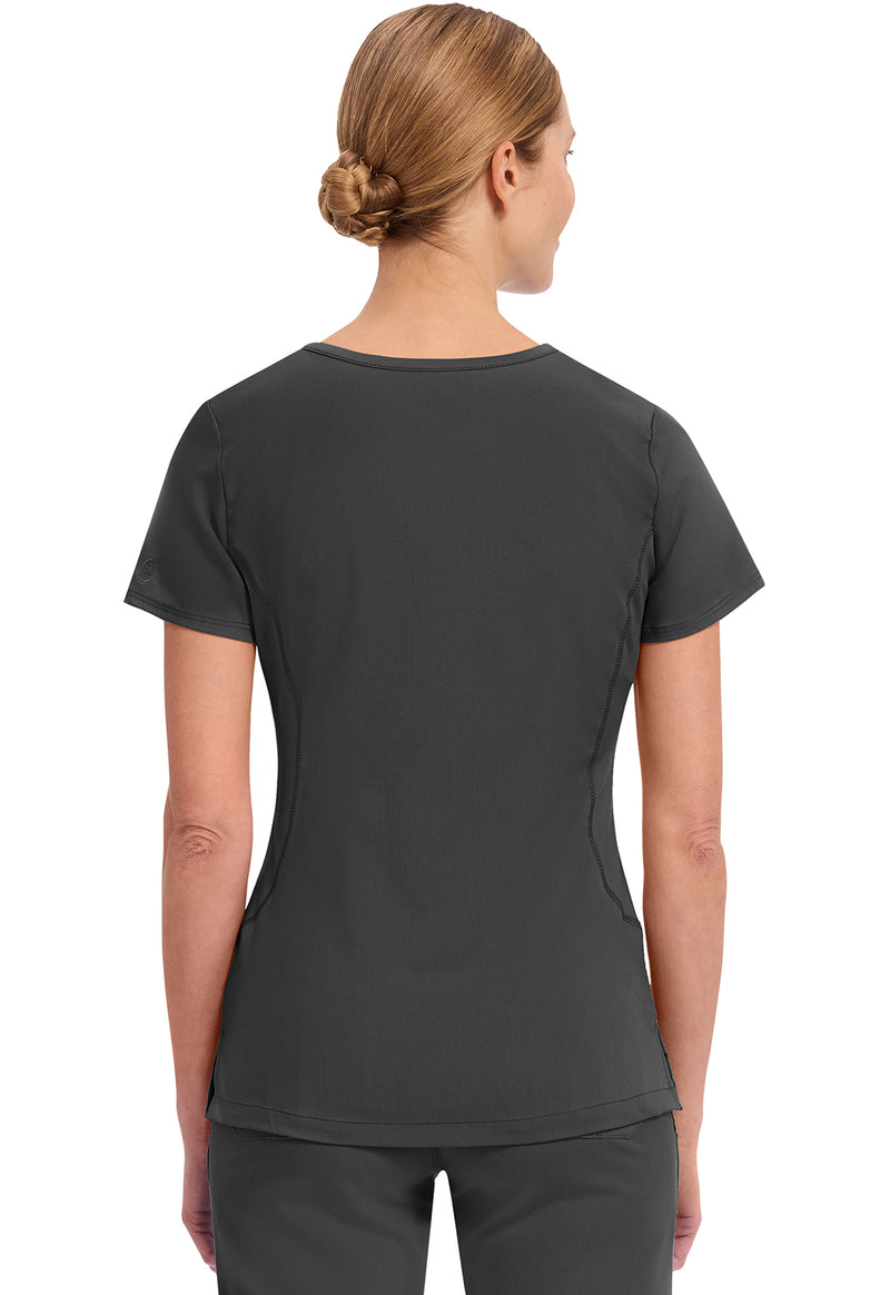 BLACK - Healing Hands Purple Label Women Scrub Top - Back View