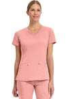 BLUSHING PEACH - Healing Hands Purple Label Women Scrub Top - Front View