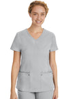 Grey - Healing Hands Purple Label Women Scrub Top - Front View