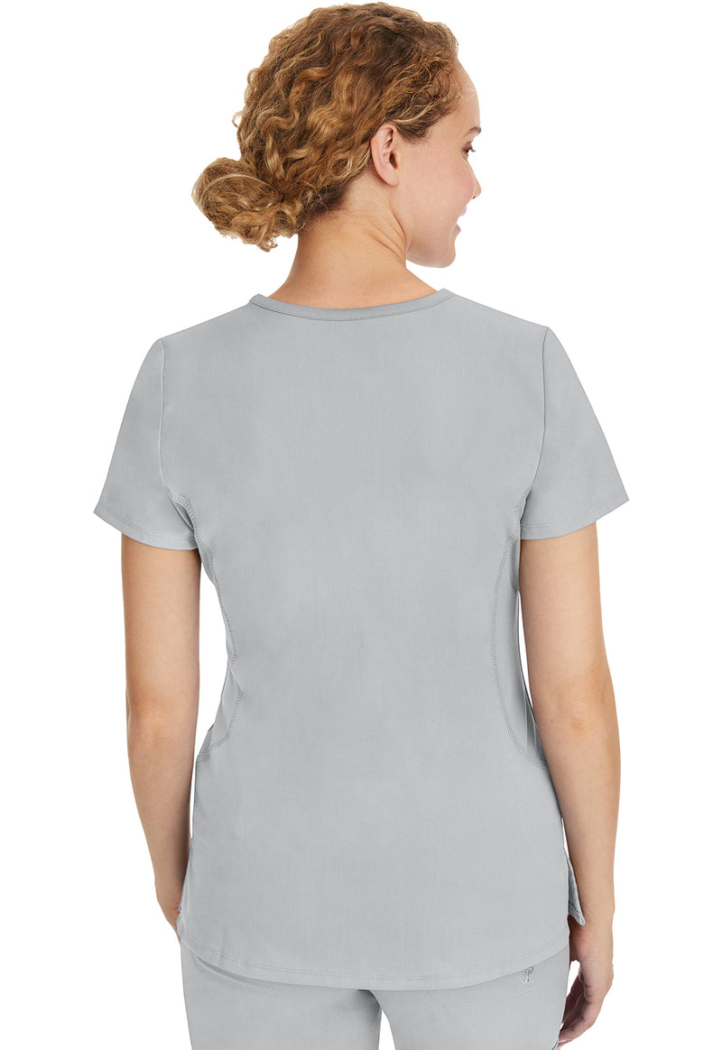 Grey - Healing Hands Purple Label Women Scrub Top - Back View