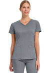 Heather Gray - Healing Hands Purple Label Women Scrub Top - Front View