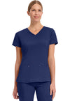 Navy - Healing Hands Purple Label Women Scrub Top - Front View