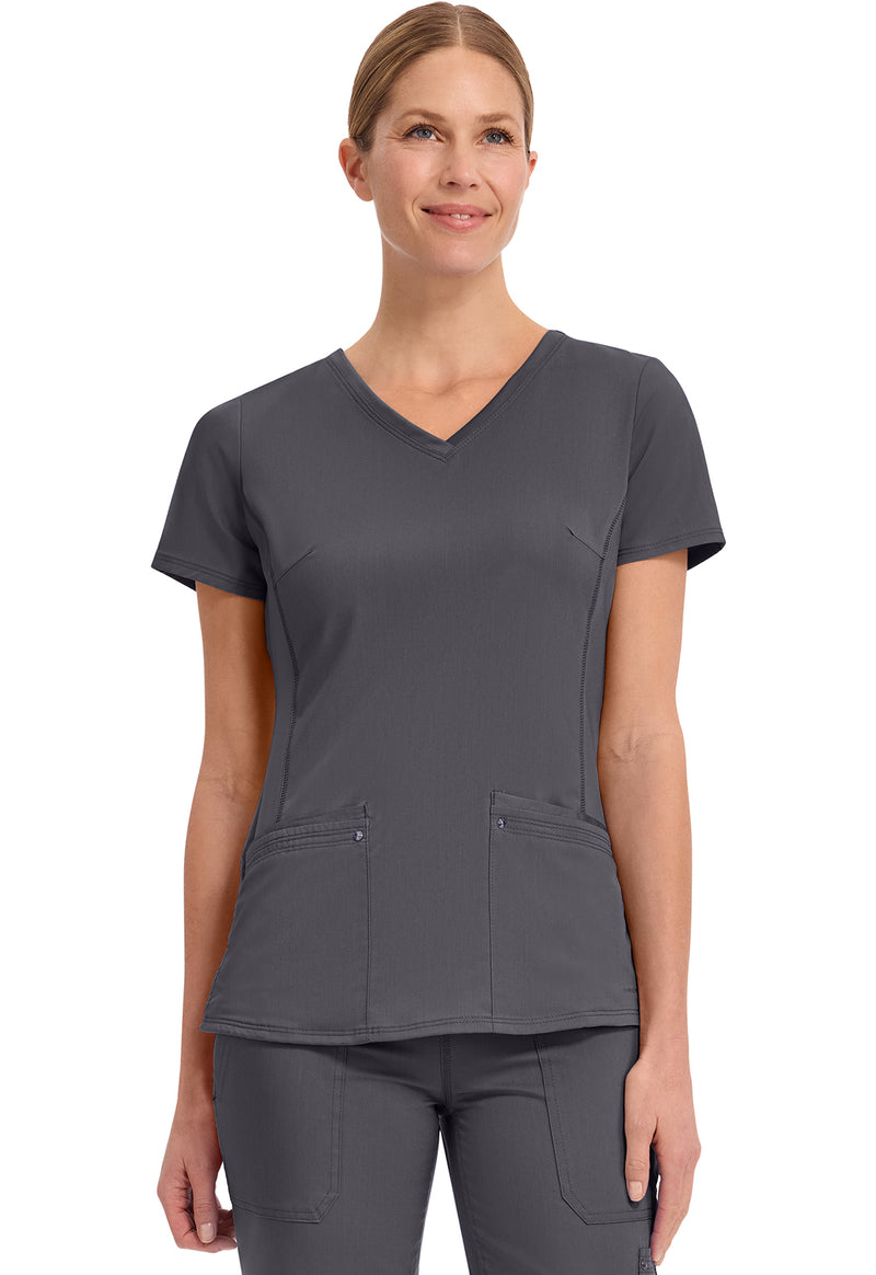 Pewter - Healing Hands Purple Label Women Scrub Top - Front View