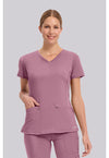 Powder Puff Pink - Healing Hands Purple Label Women Scrub Top - Front View