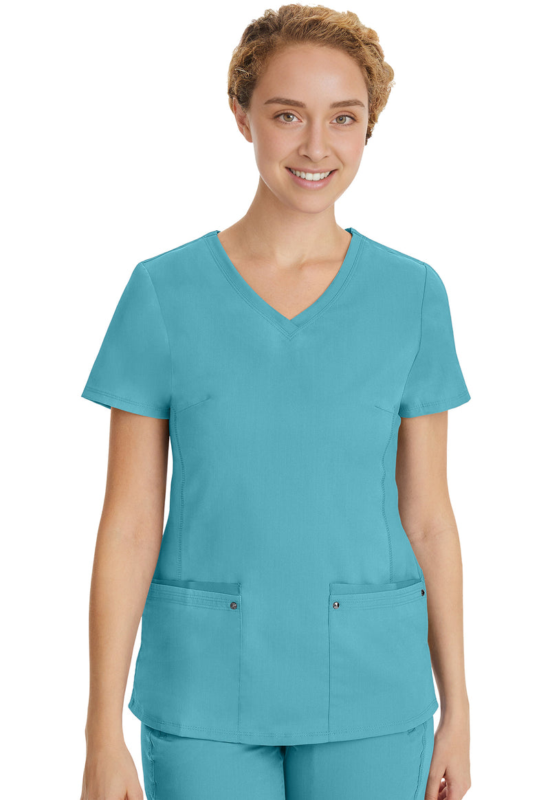 Spectra Blue - Healing Hands Purple Label Women Scrub Top - Front View