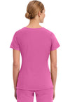 Shocking Pink - Healing Hands Purple Label Women Scrub Top - Back View
