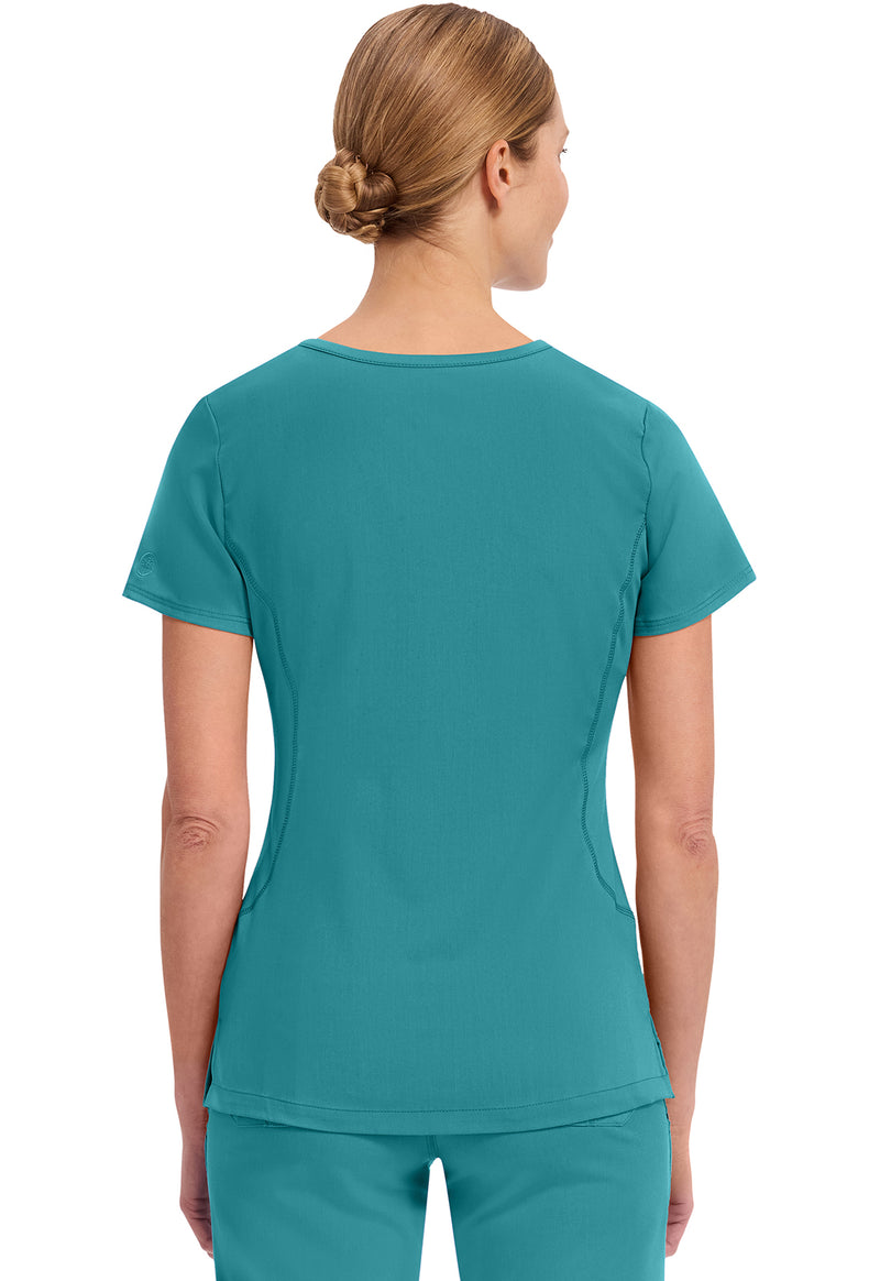 TEAL - Healing Hands Purple Label Women Scrub Top - Back View