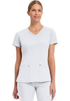 WHITE - Healing Hands Purple Label Women Scrub Top - Front View