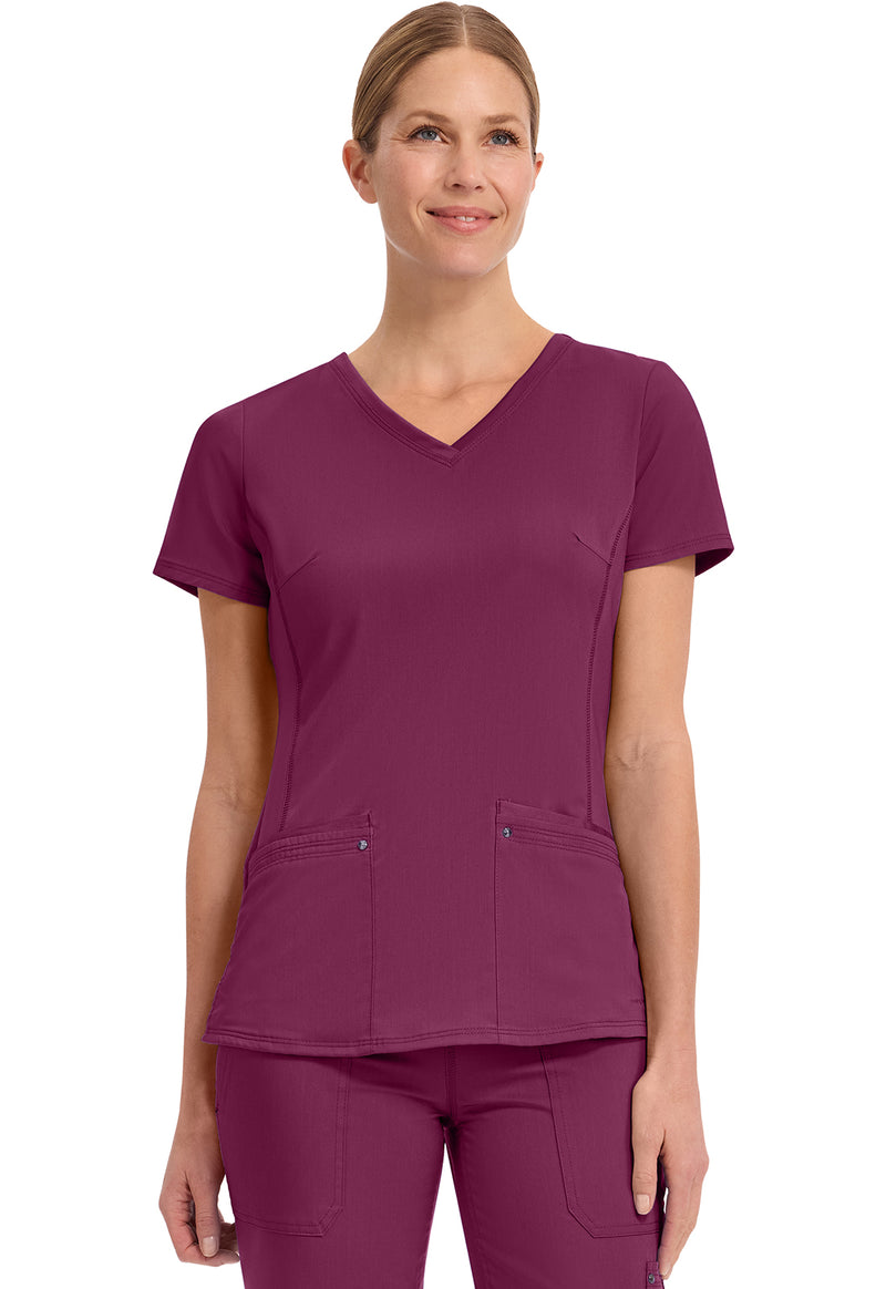 Wine - Healing Hands Purple Label Women Scrub Top - Front View