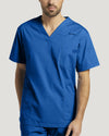 Royal Blue - White Cross Duo Men's 3 Pocket V-Neck Scrub Top for Nursing