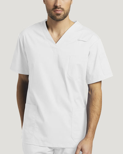 White Cross Duo Men's 3 Pocket V-Neck Scrub Top for Nursing